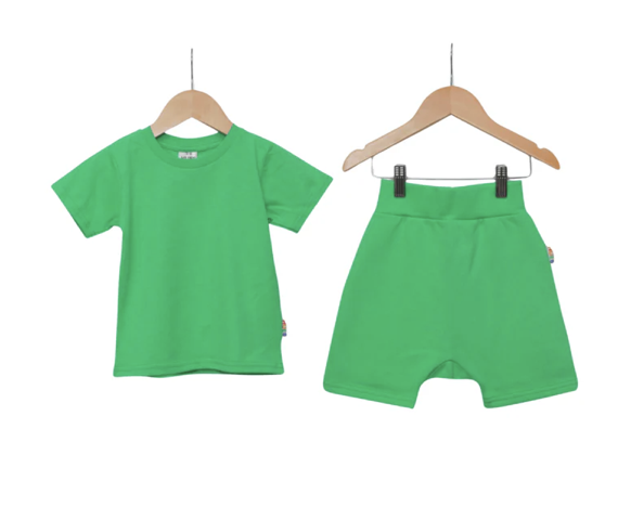 Green t shirt and shorts set